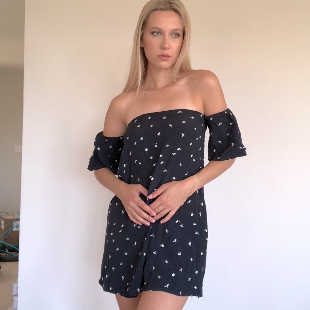 Blue off the shoulder dress